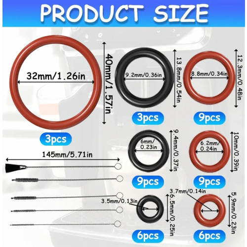45 Piece Coffee Machine Seal Rings for Brew Group Replacement, Durable Silicone Gaskets for Espresso Machines 1