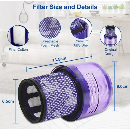 Replacement Filter Set for V11 V15 SV14 SV17 SV22 Vacuum Cleaners, 3 Pack Compatible with Detect, Absolute, Extra, Pro, 1