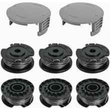Replacement Trimmer Spools for EasyGrassCut Lawn Trimmer, 6 Spools and 2 Covers, Durable Nylon Line