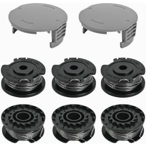 Replacement Trimmer Spools for EasyGrassCut Lawn Trimmer, 6 Spools and 2 Covers, Durable Nylon Line