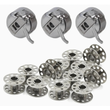 15-Piece Sewing Machine Bobbin Set with 3 Bobbin Cases and 12 Metal Thread Bobbins, Universal for Household Sewing Machi