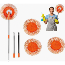 360 Degree Rotating Mop Set with 3 Detachable Sticks and 3 Replaceable Mop Heads, Adjustable Round Microfiber Dust Mop f