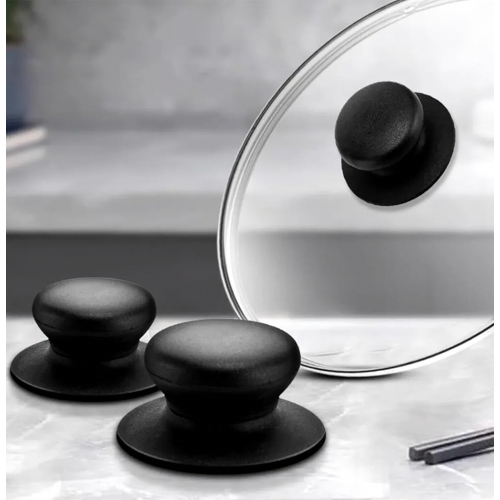 4 Pack Universal Bakelite Pot Lid Knobs with Screws, Black Durable Replacement Knobs for Pot Lids and Casseroles 1