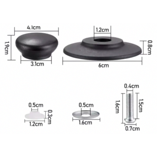 4 Pack Universal Bakelite Pot Lid Knobs with Screws, Black Durable Replacement Knobs for Pot Lids and Casseroles 2