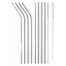 8 Pack 30cm Stainless Steel Straws with 2 Reusable Cleaning Brushes, Fit 30oz/40oz Cups, Food-Grade 304 Stainless Steel,