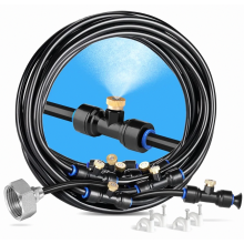 8M Brass Misting Cooling Kit with 7 Fine Mist Nozzles for Patio, Garden and Outdoor Use