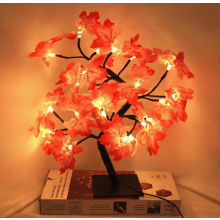 24 LED Halloween Decoration Lighted Tree, Illuminated Autumn Tree with Maple Leaves, Indoor Halloween Decor Light Branch