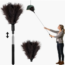 Feather Duster with Telescopic Handle, Washable Ostrich Feathers, Soft Natural Duster for Ceilings and Delicate Surfaces