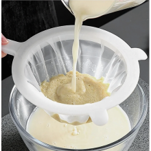 Fine Mesh 400 Mesh Nylon Hair Sieve with Handles, Kitchen Strainer for Sifting Flour and Tea