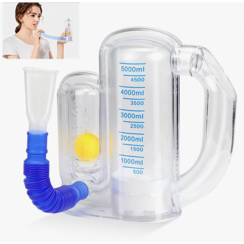 Breathing Trainer 5000 ml with Ball Flow Indicator and Scale Display for Speech Therapy and Lung Function Training
