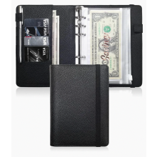 Budget Planner A6, Faux Leather Budget Binder with Money Envelopes, Cash Stuffing Organizer and Savings Notebook, Black