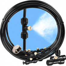 Sistema di raffreddamento e irrigazione a nebulizzazione 9M, kit ugello per tubo da giardino con getto a nebulizzazione fine, adattatore per