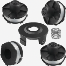 Confezione da 6 bobine di ricambio per decespugliatore con coperchio, filo di nylon resistente per uso domestico e da giardino.