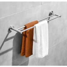 Portasciugamani doppio da parete, in acciaio inox spazzolato SUS 304, 50 cm.