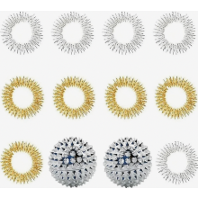 Kit per massaggi con 10 anelli per agopressione e 2 palline magnetiche per agopressione per il massaggio di dita delle mani e dei piedi.