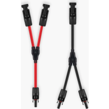 Coppia di sdoppiatori a Y per cavi solari da 6 mm², cavo connettore a Y per pannelli solari da 10 AWG per sistemi fotovoltaici, rosso e nero
