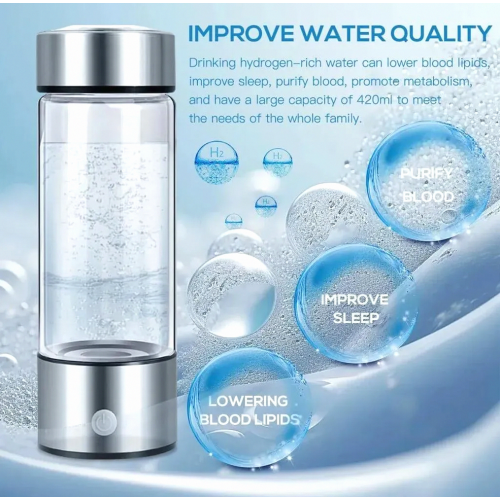 Hydrogen Water Bottle 420ml PEM Technology, USB Rechargeable Hydrogen-Rich Water Generator Bottle 1