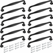 Conjunto de 12 puxadores pretos de 128 mm para armários e portas de cozinha, em liga de alumínio, com parafusos inclusos.
