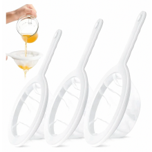 Conjunto de 3 peneiras de malha fina com alça, malha 200/300/400, peneira ultrafina para cozinha, ideal para sucos, leite e uso doméstico.