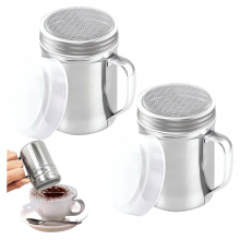 Conjunto de 2 peneiras para açúcar de confeiteiro com tampa e alça, peneira fina para farinha, cacau, cappuccino e especiarias, para uso dom