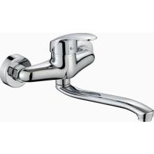 Torneira misturadora giratória de parede para cozinha e banheiro, com água quente e fria, para instalação embutida na parede, acabamento em