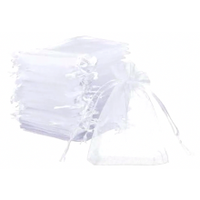 100 Sacos de Organza Brancos para Presente, 10 x 15 cm, Saquinhos Transparentes com Cordão para Joias, Lembrancinhas de Casamento, Lavanda e