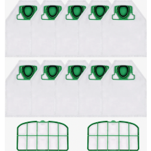 Sacos para aspirador de pó VK200 FP200, 10 sacos para pó e 2 filtros de proteção do motor, sacos de substituição em microfibra para aspirado