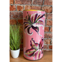 Pink Lilies Ceramic Umbrella/Walking Stick Stand/Large Vase