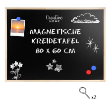 Creative Home Magnettafel Schwarz Kreidetafel Magnetisch 80 60 cm