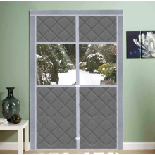 Magnetická termo závesná clona na dvere s priehľadným okienkom, 90 x 210 cm, samozatváracia, vodeodolná a vetruodolná, izolovaná