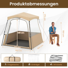 Transparante pop-up campingtent, geschikt voor alle weersomstandigheden, 160x160x176 cm