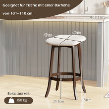 Draaibare barkrukken, set van 2, met gewatteerde zittingen, bruin