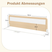 Opklapbaar bedhekje van 180 cm met veiligheidsriemen, beige