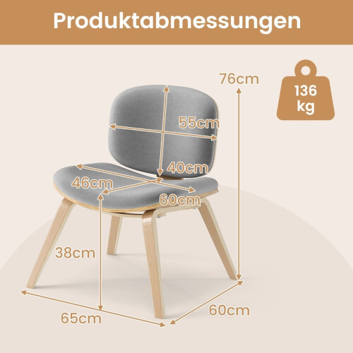 Fauteuil met rugleuning en gewatteerde zitting - Lichtgrijs