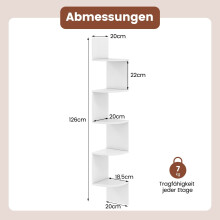 5-laags hoekwandplank, zwevende witte boekenplank
