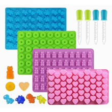 Silikónové formy na cukríky Gummy Bear, balenie 4 kusov, formičky na čokoládu, želé a ľad so 4 kvapkadlami, rôzne farby