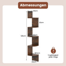 5-laags hoekwandplank, zwevend ontwerp, rustiek bruin