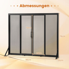Haardscherm met schuifdeuren, 96 x 79 cm, metalen gaas