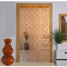 Záves na dvere, korálkový deliaci čalúnený záves na dvere, závesný záves na zabezpečenie súkromia, 100 x 200 cm prírodný polyester