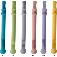 Confezione da 6 giocattoli morbidi per la dentizione dei neonati, tubicini cavi per la dentizione, bastoncini flessibili in silicone per la
