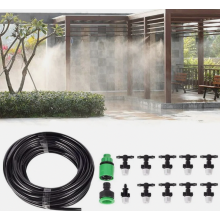 Kit di irrigazione a nebulizzazione da 10 m per patio e giardino domestico, sistema di raffreddamento a microgoccia con 10 ugelli irrigatori