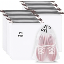 Confezione da 20 sacchetti per scarpe trasparenti con coulisse, sacchetti portatili in PE per riporre le scarpe, 30 x 40 cm, organizer da vi