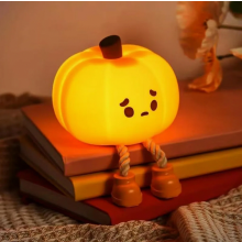 Luce notturna a forma di zucca, graziosa lampada a LED in silicone dimmerabile, luce touch ricaricabile per comodino, ideale per bambini, sc