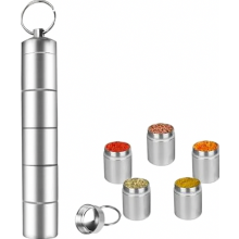 Ensemble de 5 épices de camping, mini salière et poivrière pour les voyages, les pique-niques et la cuisine à la maison.