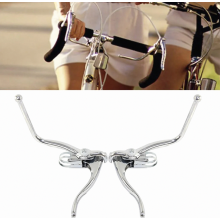 Paire de leviers de frein en alliage d'aluminium pour vélo de route, argentés et réglables.