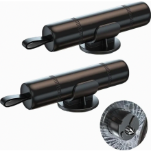 2 Pack 2-in-1 Emergency Car Hammer with Seat Belt Cutter and 2 Mounting Brackets, Auto Safety Tool, Black