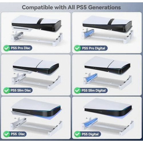 Support horizontal PS5 Slim Pro avec vis, support pour console Playstation 5, fixation stable à l'horizontale, compatible avec les accessoires PS5 1