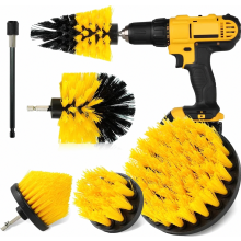 6-teiliges Bohrmaschinen-Bürstenaufsatz-Set, leistungsstarke Reinigungsbürsten für Bohrmaschinen, gelb, für Felgen, Badewannen, Fliesen, Auto