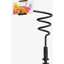 Extra langer Schwanenhals-Handyhalter für Wohnzimmer oder Nachttisch, verstellbare Klemmhalterung für Geräte bis zu 7 Zoll, Schwarz