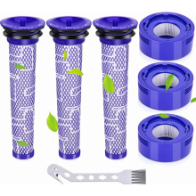 Staubsauger-Filter-Ersatzset für die Akku-Modelle V8 und V7, 3 HEPA-Nachfilter, 3 Vorfilter, 1 Reinigungsbürste, Ersatzteil